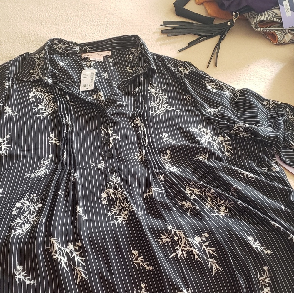 Pleated tie back blouse